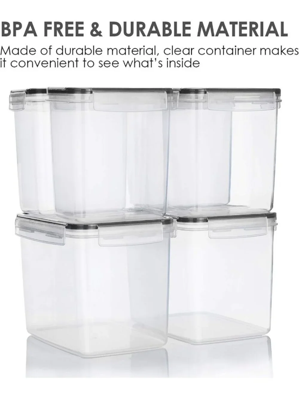 Airtight Food Storage Containers Set of 6 - BPA Free Plastic for Kitchen